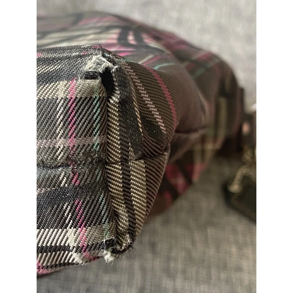 Coach Poppy Tartan Gray Pink Plaid Crossbody‎ Bag Glitter Purse F17710